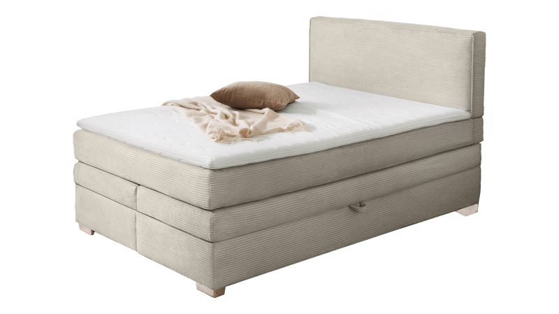 Boxspringbett Cord 140 x 200 cm grau-beige H2/H3 - ARABELLA 