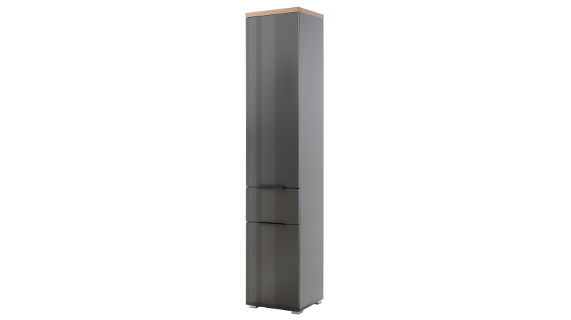 Bad Hochschrank grau hochglanz 192 cm - Artisan Eiche - MUNDI