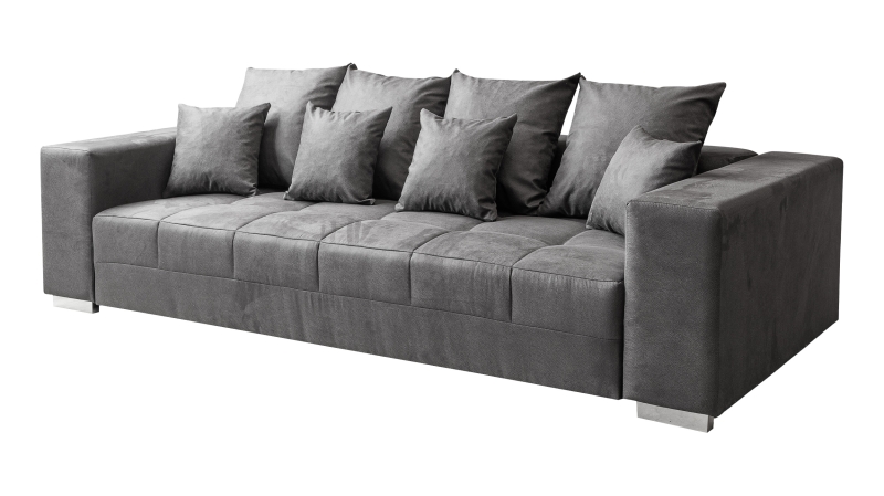 Big Sofa Vintage grau - 254 cm - mit Nosagunterfederung - BORNEO