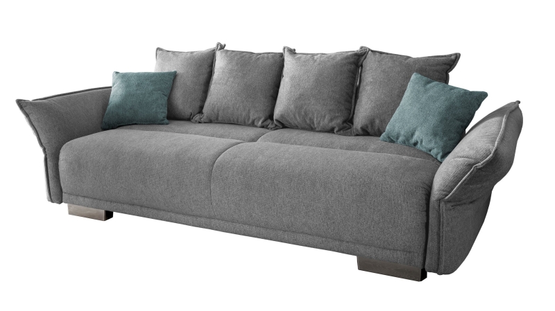 Big Sofa mit Schlaffunktion grau 242 cm - PERA
