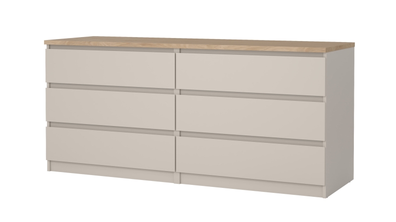 Kommode mit 6 Schubladen beige - Jackson Hickory 154 cm - NAIA