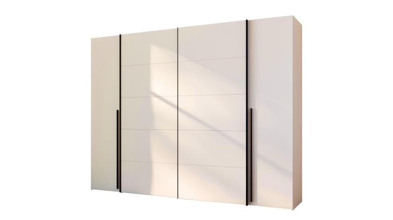Kleiderschrank beige - 270 cm - Schwebetüren - mit 2 Schubladen - NARAGO