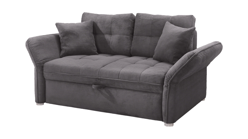 Schlafsofa Cord grau ausziehbar 147 x 105 cm - LEON