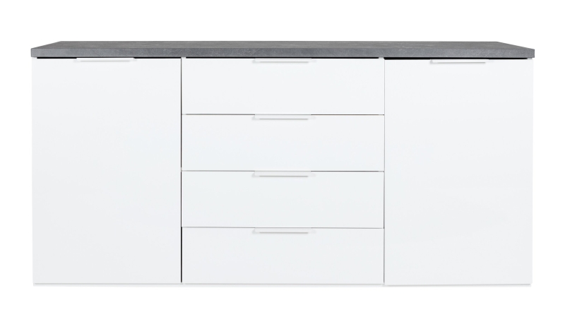 Sideboard Steinoptik - weiß hochglanz 171 cm 2-türig - MUNDI