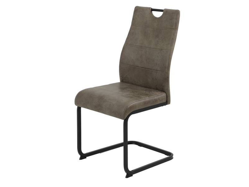 Schwingstuhl für Esszimmer braun Microfaser - MELINA