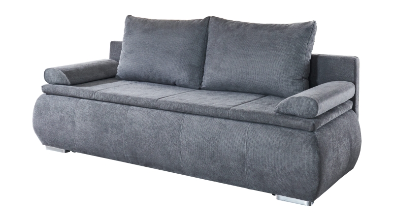 Schlafsofa grau Bettkasten Dauerschläfer Federkern 207 cm - LENON