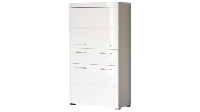 Bad Hochschrank weiß hochglanz 4 Türen 73 cm - AMANDA