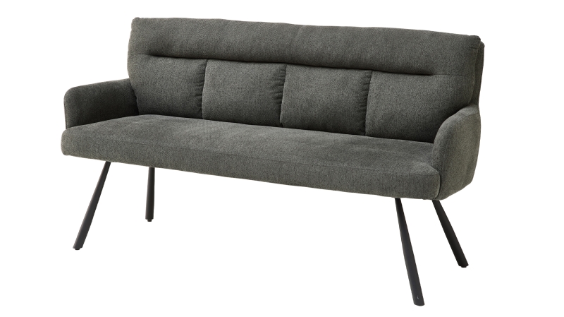 Sitzbank mit Rückenlehne 180 cm Strukturstoff grau - SOFIA