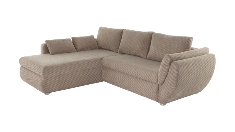 Ecksofa Cord braun - Schlaffunktion Bettkasten 272 cm - TAIFUN