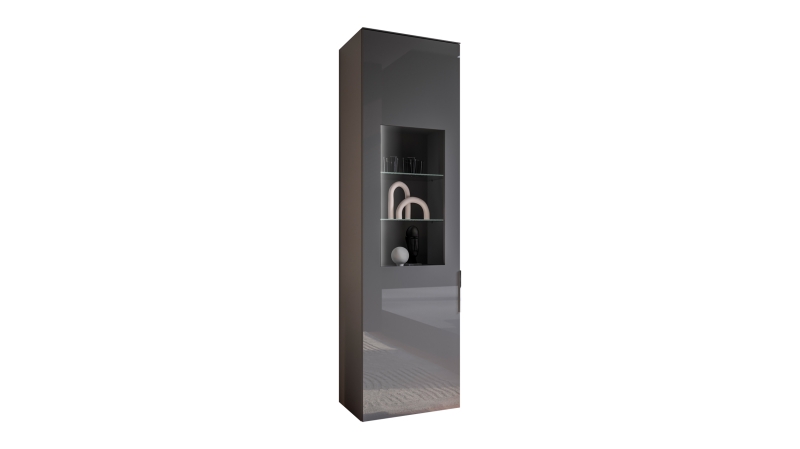Vitrine mit Beleuchtung anthrazit - Glasfront - Breite 55 cm - SANTORIN