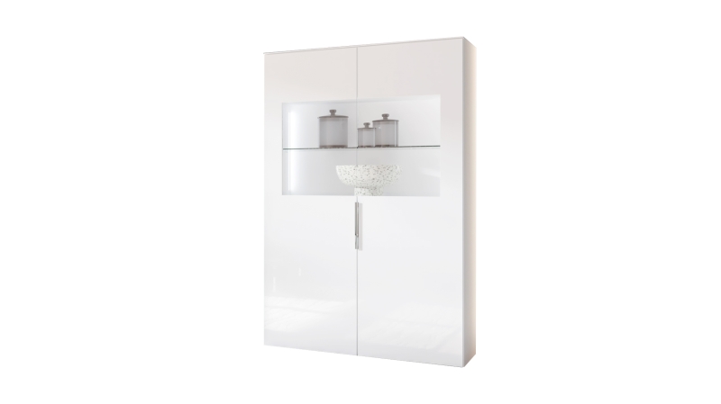 Vitrine mit Beleuchtung weiß - Glasfront - Breite 90 cm - SANTORIN