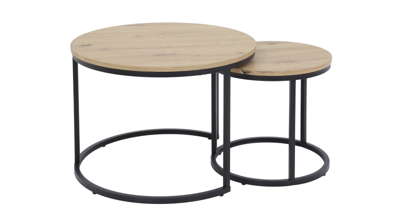 Couchtisch 2er-Set Artisan Eiche - rund - 60 cm - 40 cm - LAURA