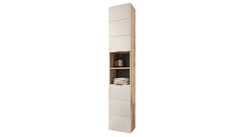Bad Hochschrank Viking Eiche - beige 2 Türen Breite 34 cm - KRETA