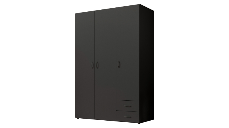 Kleiderschrank graphit - 120 cm -  3-türig - BASE