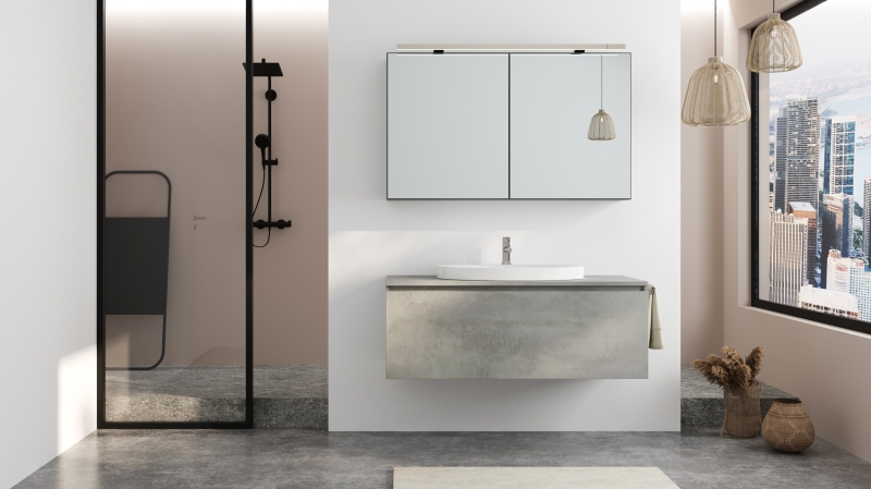 Badmöbel-Set grau - 2 Teile - Waschtisch 120 cm - ROMAO