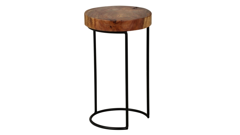 Beistelltisch Sheesham massiv gebeizt - rund - 28 x 45 cm - SKIVA