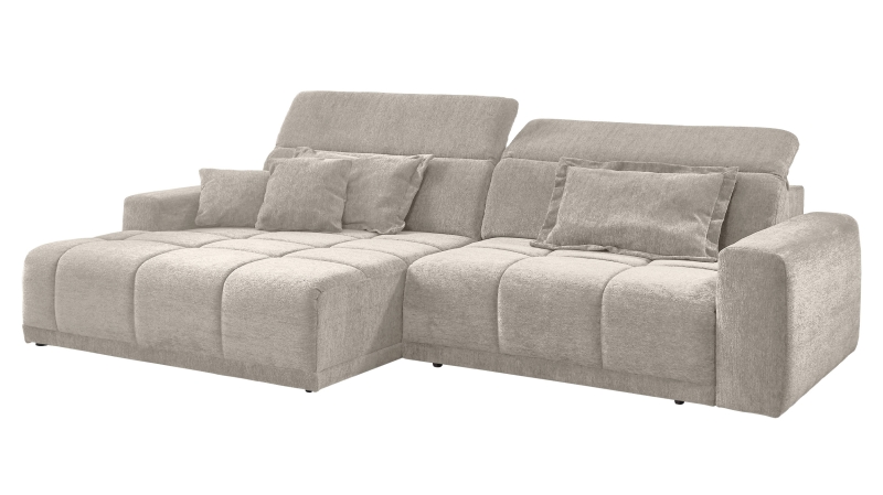 Ecksofa beige - 288 x 176 cm - Sitztiefenverstellung - OT links - BROOK