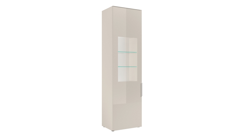 Vitrine mit Beleuchtung kaschmir-beige Glasfront - 64 cm - SANTORIN