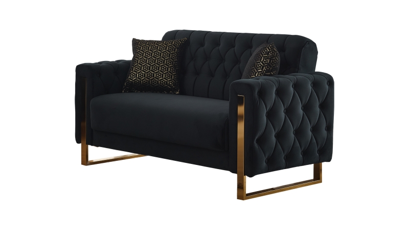 Einzelsofa mit Bettkasten 2-Sitzer schwarz - gold 167 cm - CRYSTAL