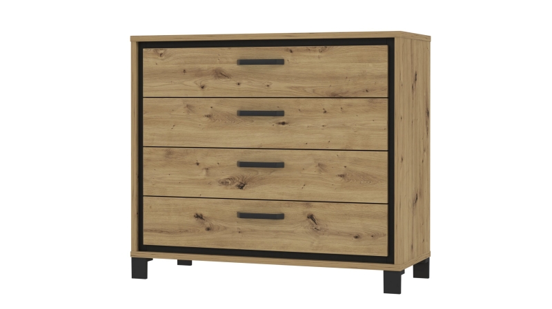 Kommode Artisan Eiche - schwarz Eiche 105 cm - TRONDHEIM