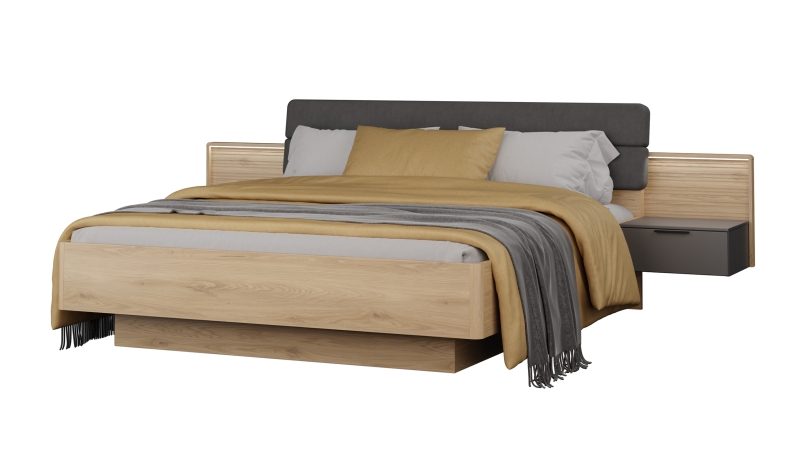 Bettanlage 180 x 200 cm Wildeiche - mit Bettkasten - VALPECULA 