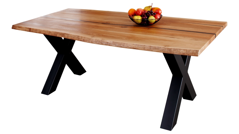 Esstisch Baumkantentisch 180 cm Eiche Epoxidharz - MALIN