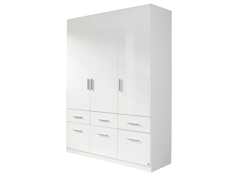 Kleiderschrank weiß hochglanz - rauch - 136 cm - CELLE