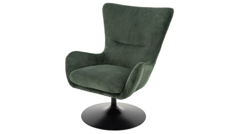Fernsehsessel Cord grün - 360° Drehfunktion - SOLANO