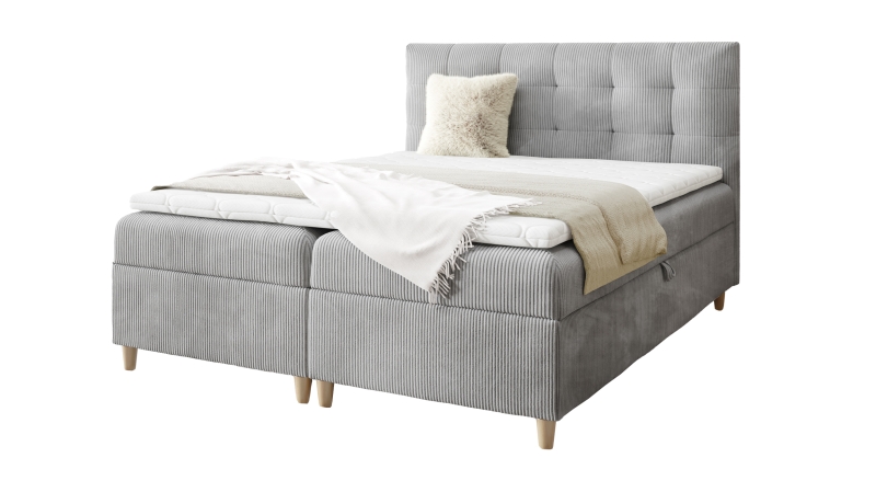 Boxbett Cord grau 160 x 200 cm - Bettkasten - ADORA