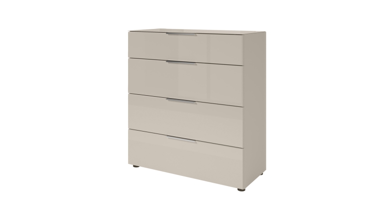 Kommode 4 Schubladen - beige - Glasfront - 90 cm - SANTORIN