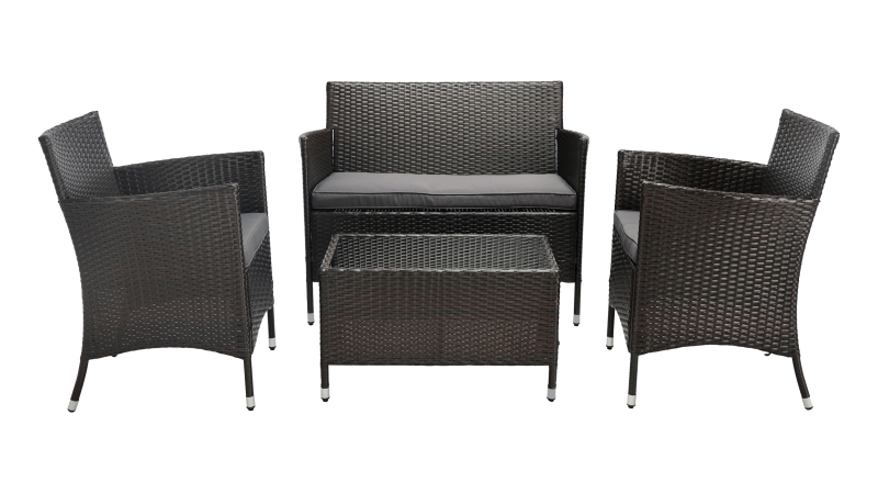 Gartenmöbel Set 4-teilig Polyrattan schwarz mit Kissen - SOLI