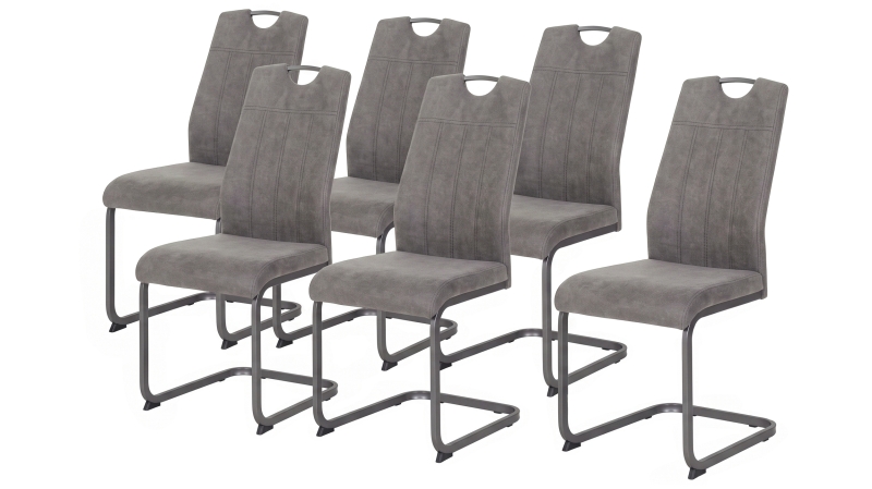 Schwingstuhl 6er-Set in grau aus Microfaser - CHRISTINA