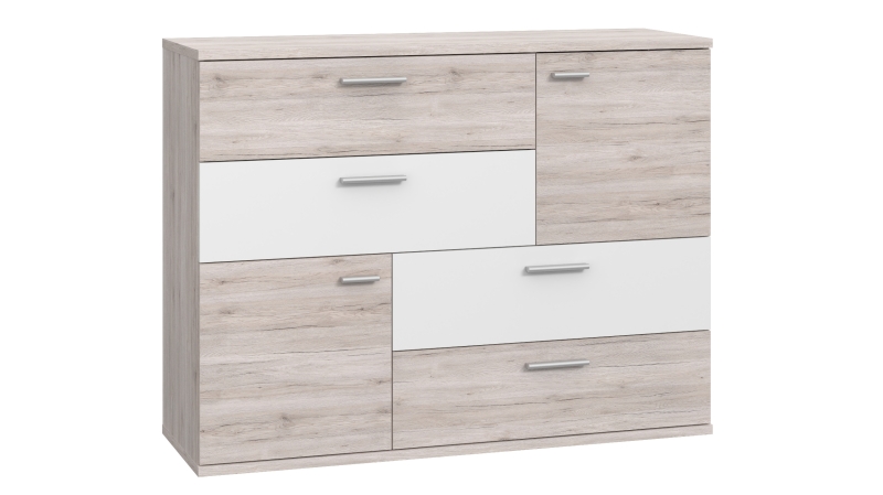 Kommode Sandeiche - weiß 125 cm - SKIVE