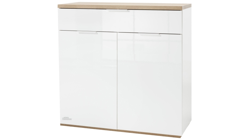 Schuhschrank weiß hochglanz - Eiche Riviera 82 cm - MUNDI