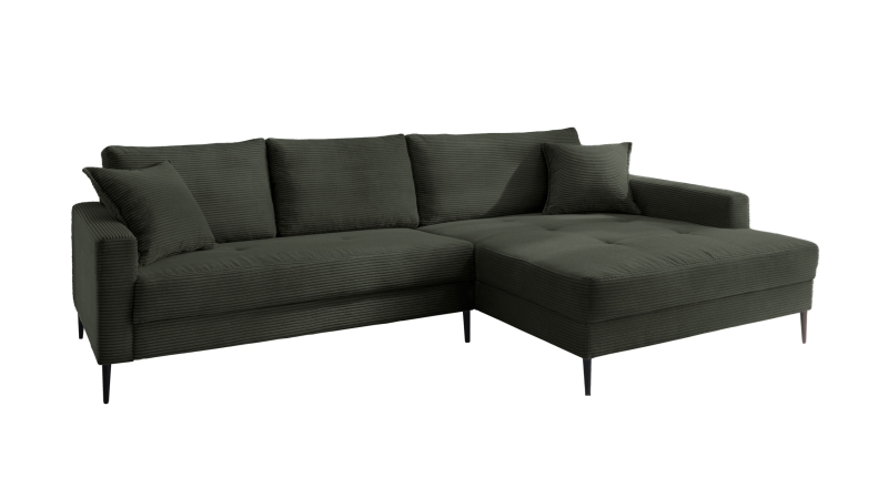 Ecksofa Cord grün 276 x 173 cm - OT rechts - SUMMER