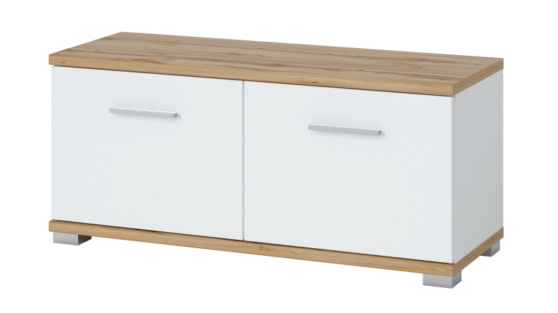 Garderobenbank alpinweiß  - Wotan Eiche 90 cm - HOLA