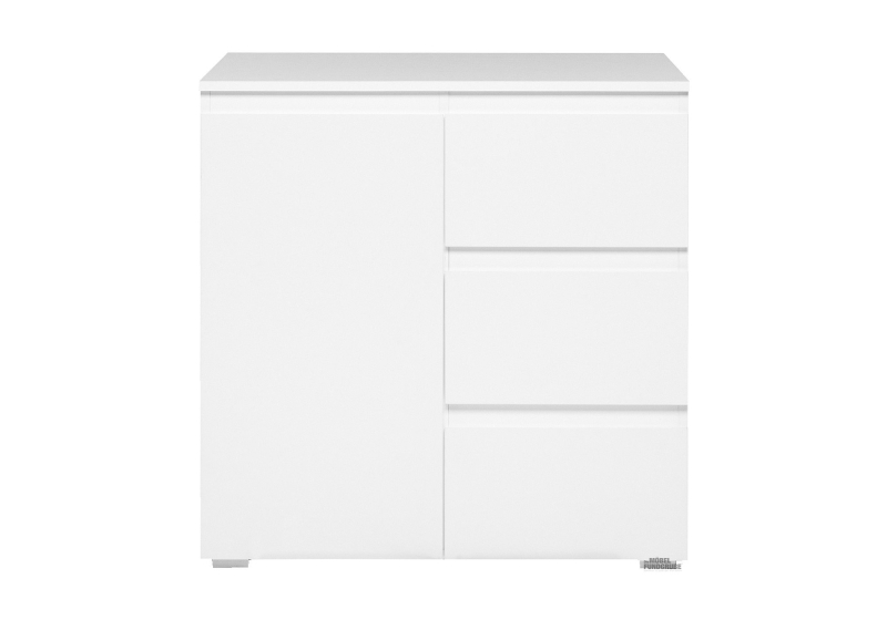 Kommode mit 1 Tür und 3 Schubladen weiß matt 80 cm - IMAGE