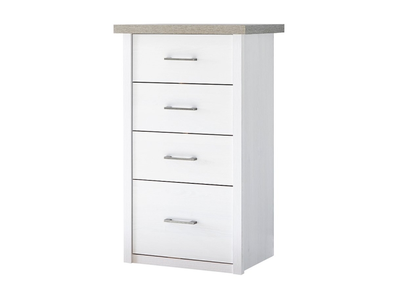 Kommode mit 4 Schubladen Pinie weiß - Trüffel 60 cm - LUCA