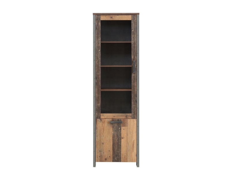 Vitrine mit Glastür Old Wood - Beton - grau Breite 62 cm - CLIF