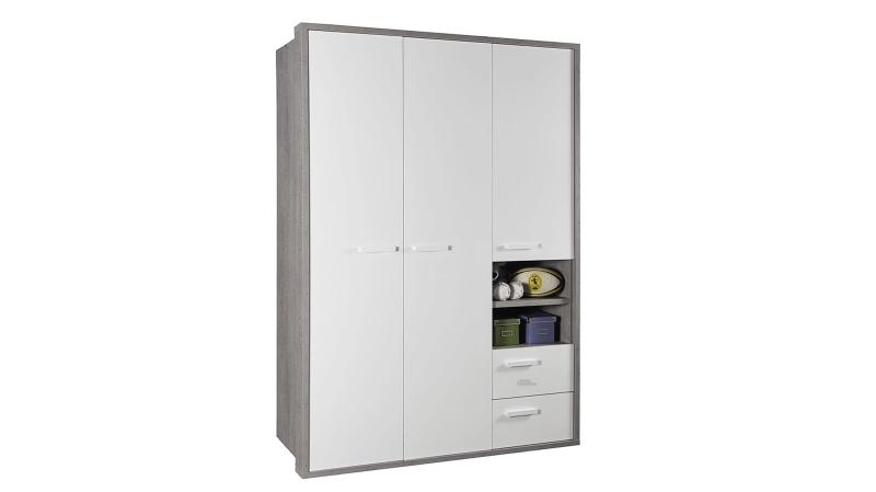 Kleiderschrank betonoptik - weiß - 154 cm - MIPIACE