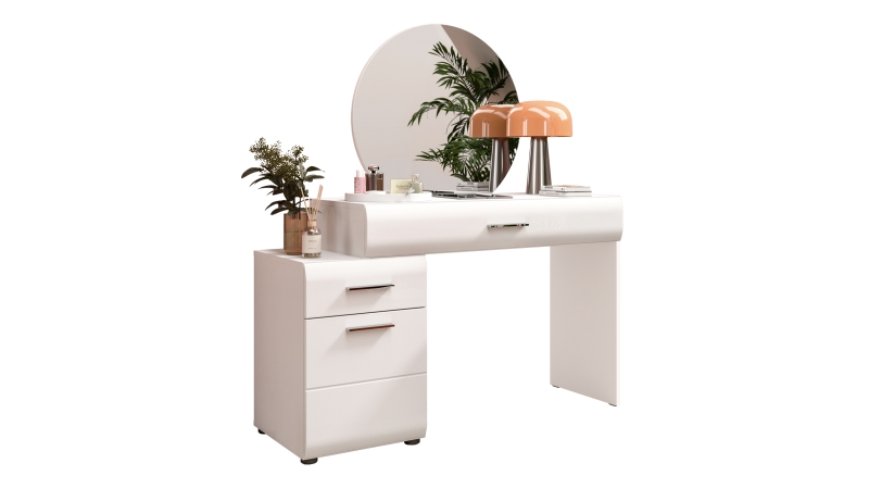 Schminktisch weiß hochglanz 120 cm mit Spiegel - ICE