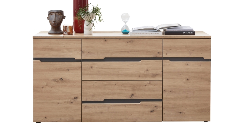 Sideboard mit 4 Schubladen Artisan Eiche - graphit 165 cm - MEMPHIS 