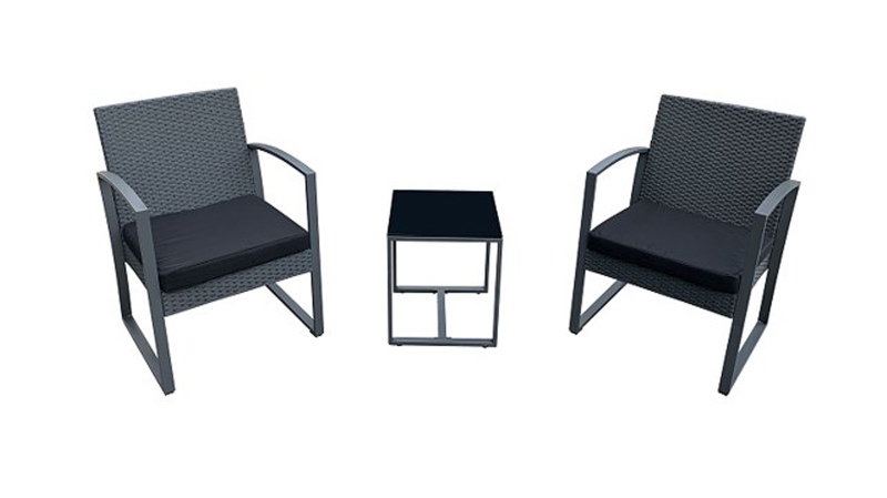 Gartenmöbel Set 3-tlg. Tisch und Stühle schwarz - VENEDIG 