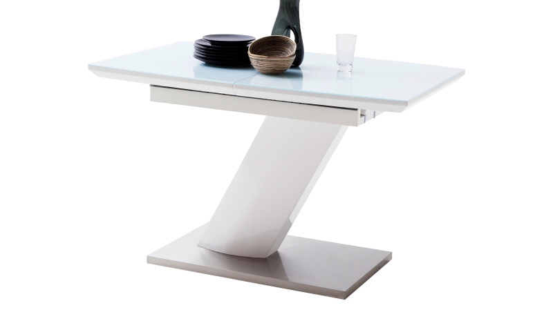 Esstisch 140 - 180 cm ausziehbar weiß hochglanz - GELINA