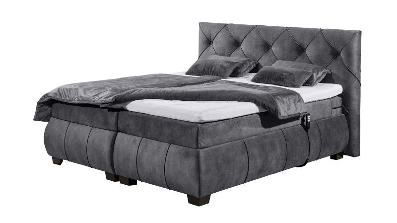 Boxspringbett 180 x 200 cm anthrazit Samt - elektrisch - SANUR