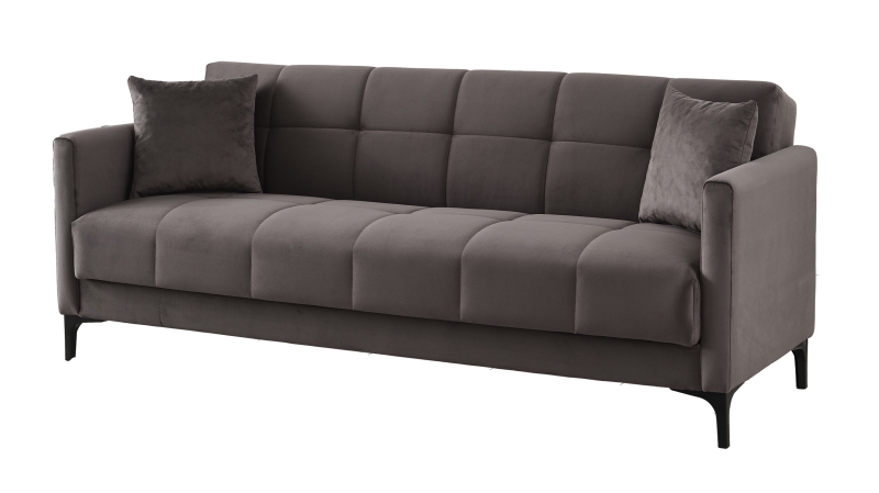 Einzelsofa grau Schlaffunktion Bettkasten ausziehbar 213 cm - PERU