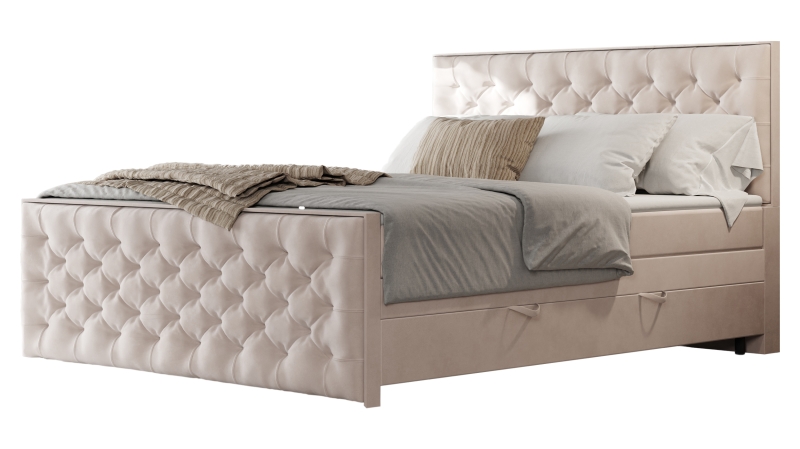 Boxspringbett 200 x 200 cm mit Bettkasten creme - LANCIANO