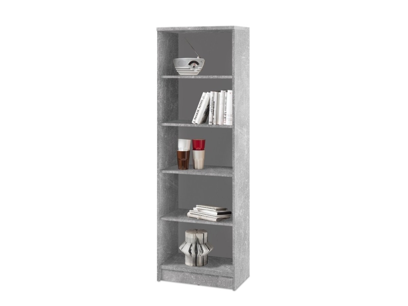 Bücherregal Standregal Betonoptik - weiß 54 x 148 cm - 4 Einlegeböden - OPTIMUS