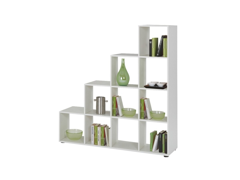 Raumteiler Regal weiß 139 x 144 cm - 10 Fächer - RIKU