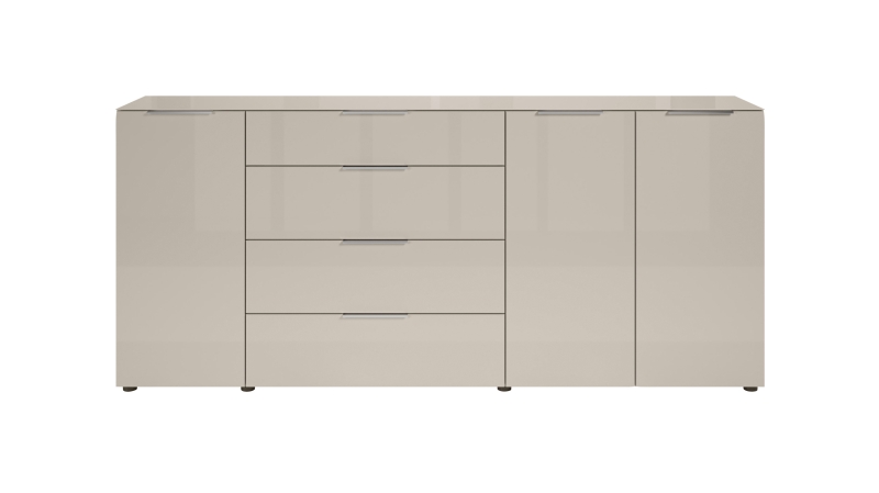 Sideboard 4 Schubladen - beige - Glasfront - 226 cm - SANTORIN